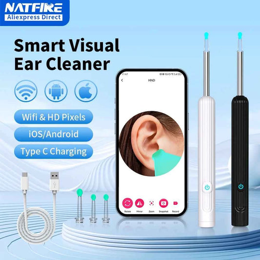 Smart Visual Ear Cleaner with 1296P Camera, USB C Charging, WIFI Connection, 6 LED Lights Earpick for Easy Ear Wax Removal